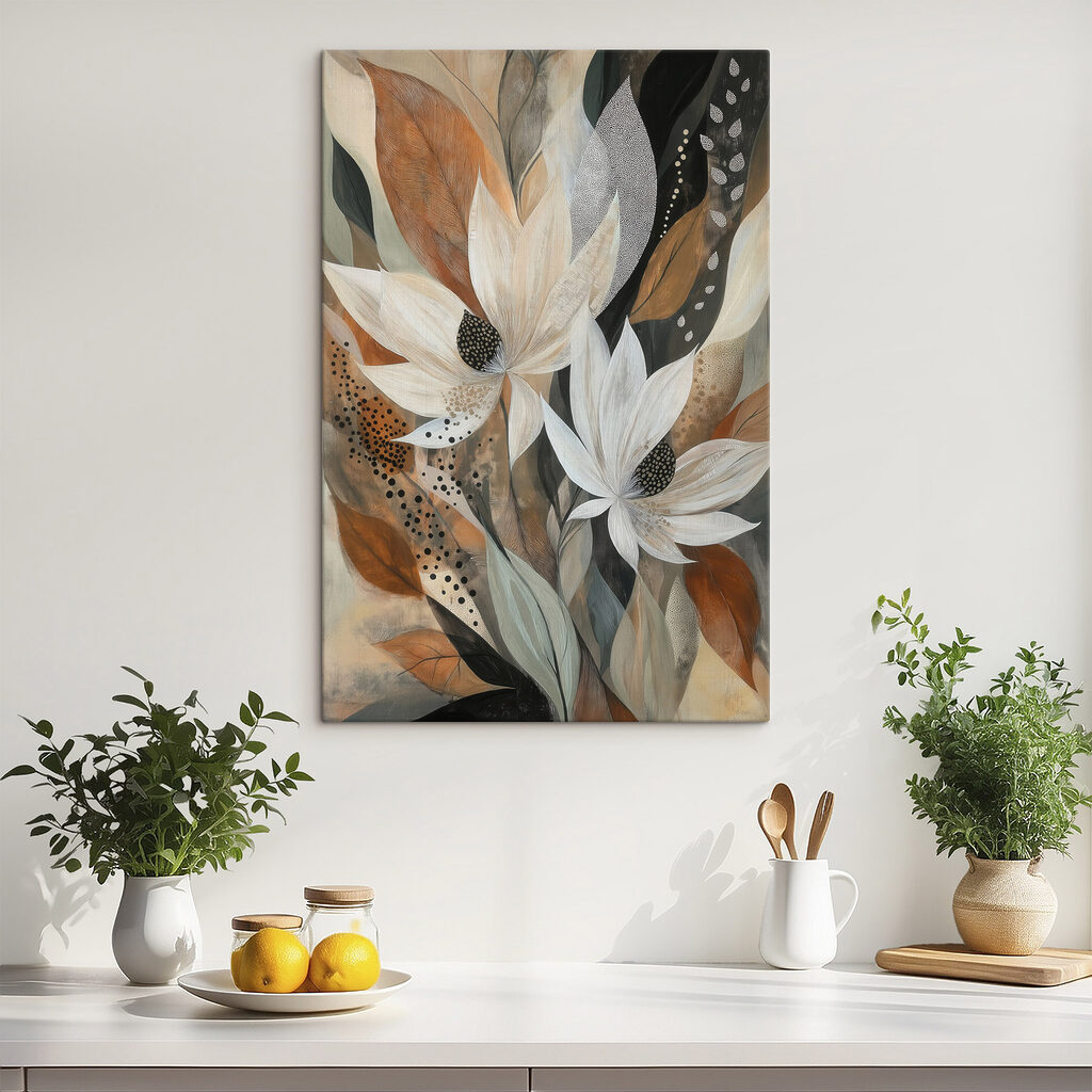 Witte bloem, gevlekte bladeren — interieur 2