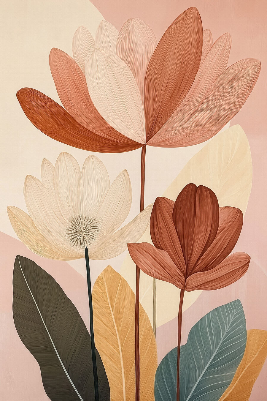 Bloemen in roestbruin geschilderd — volledig ontwerp
