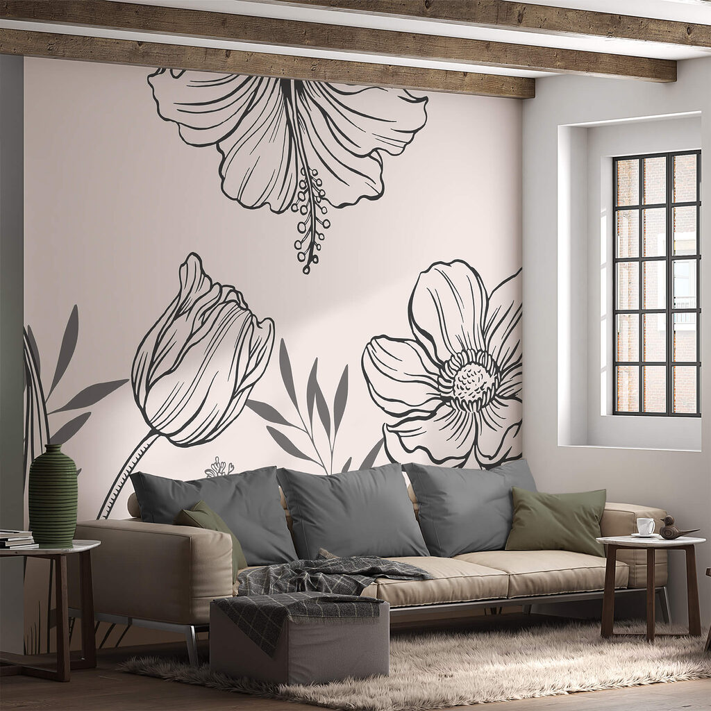 Delicaat lijnmotief met bloemen — interieur 2