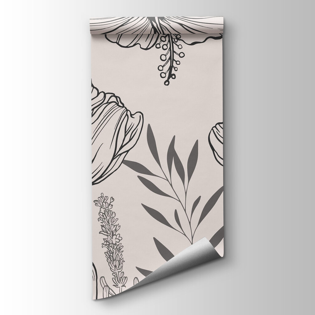 Delicaat lijnmotief met bloemen — productweergave