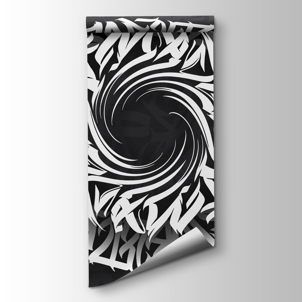 Witte letters draaien rond — productweergave