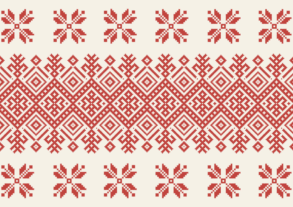 Rood ritme in kruisjes — volledig ontwerp