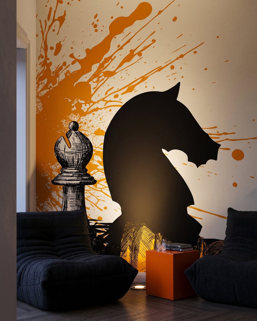 Schaakspel met gele spatten — interieur 3