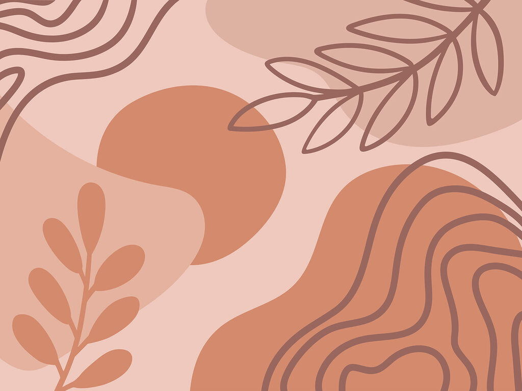 Bladeren tussen terracotta vormen — volledig ontwerp