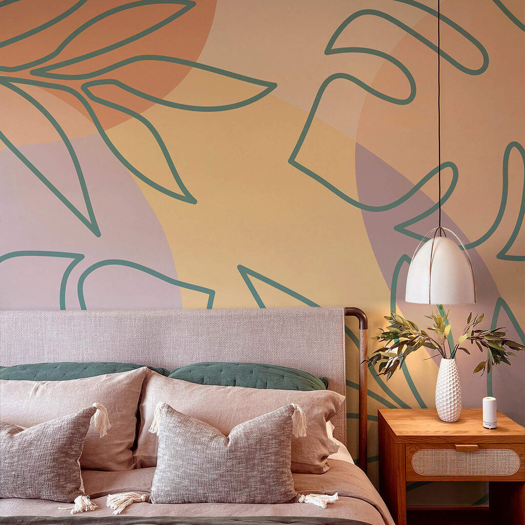 Bladcontouren over pasteltinten — interieur 2