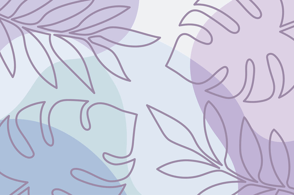 Paars en wit patroon met bladeren — volledig ontwerp