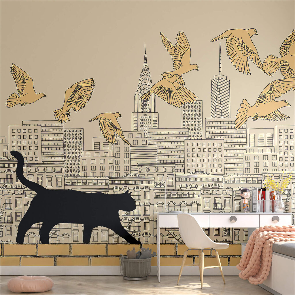 Het stadsleven: katten en vogels vinden elkaar — interieur 1