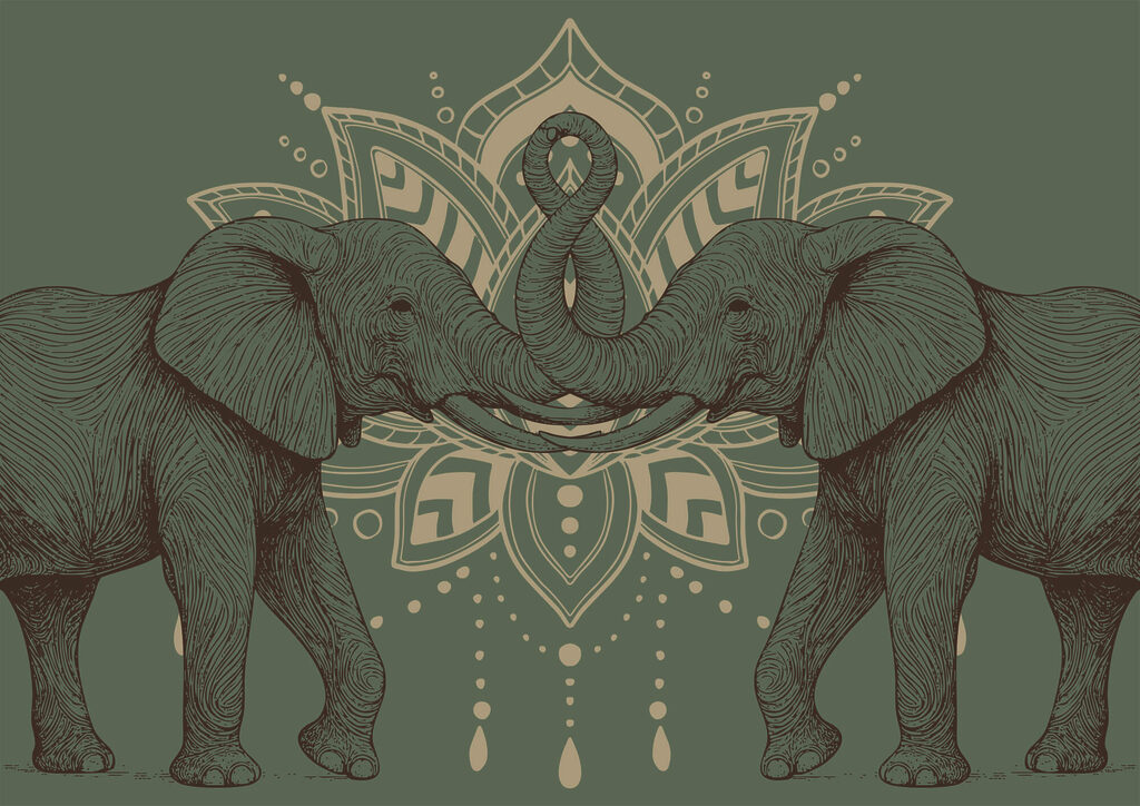 Olifanten voor een ornament — volledig ontwerp