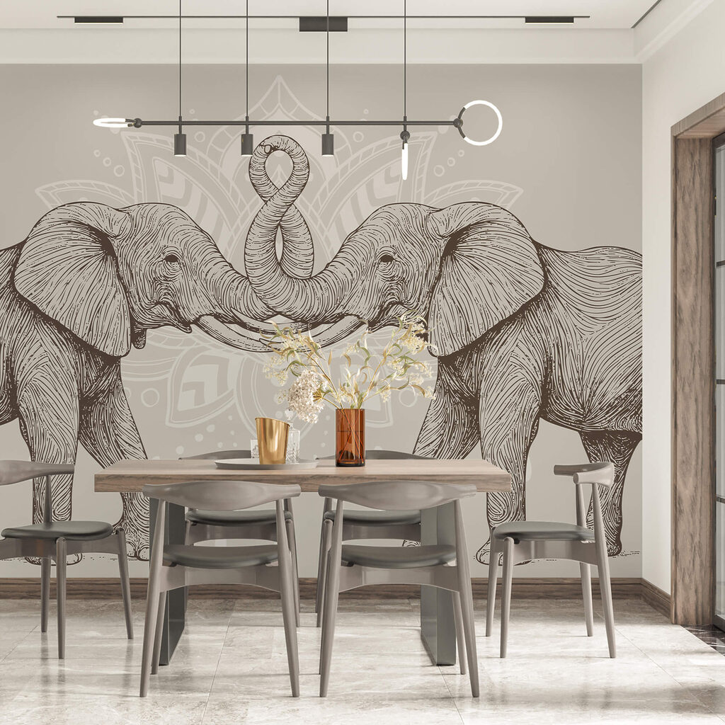 Olifanten raken elkaar — interieur 1