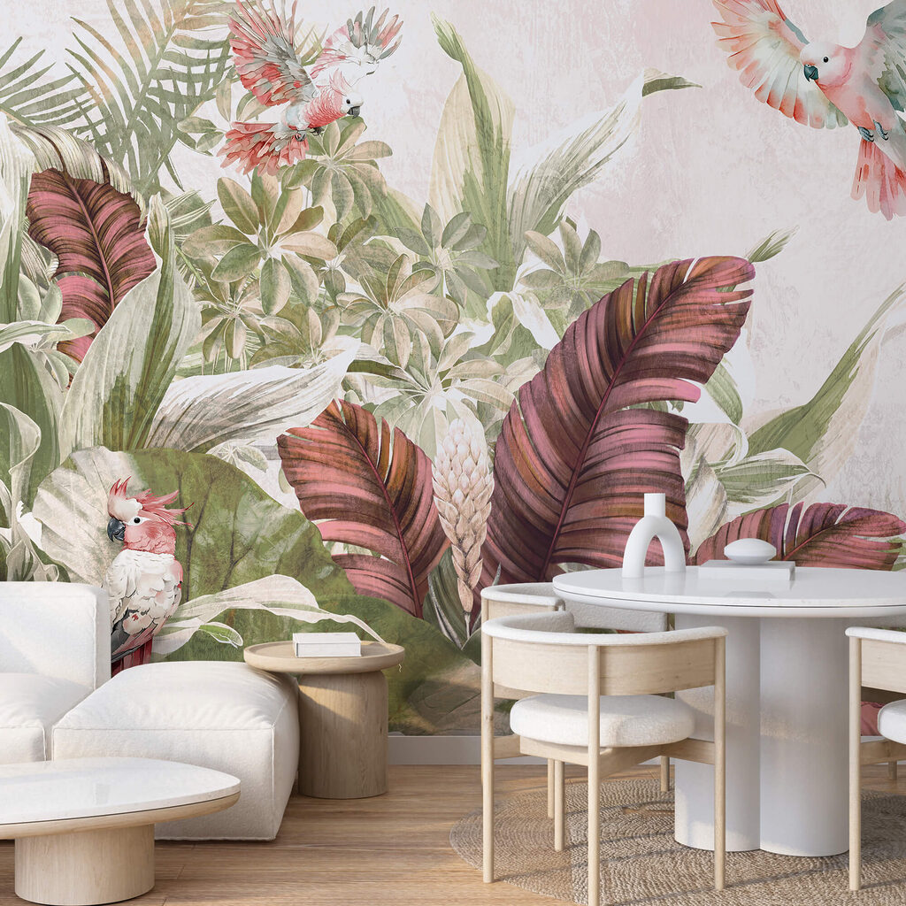 Papegaaien tussen grote bloemen — interieur 2
