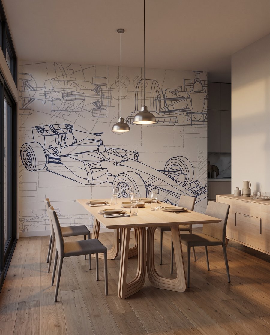 Racewagen in technische lijnen — interieur 4