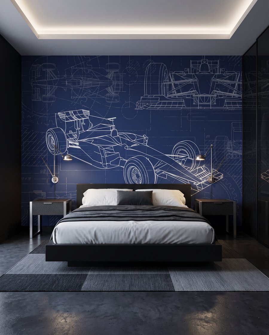 Racewagen in technische lijnen — interieur 1