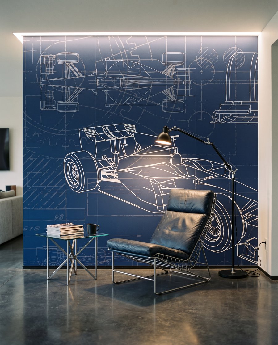 Racewagen in technische lijnen — interieur 3