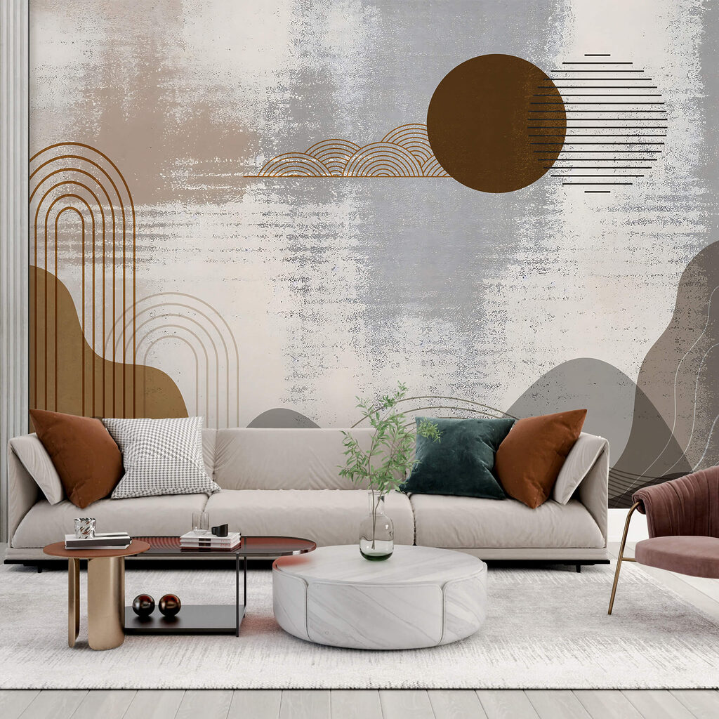 Cirkels boven verweerde heuvelvormen — interieur 2