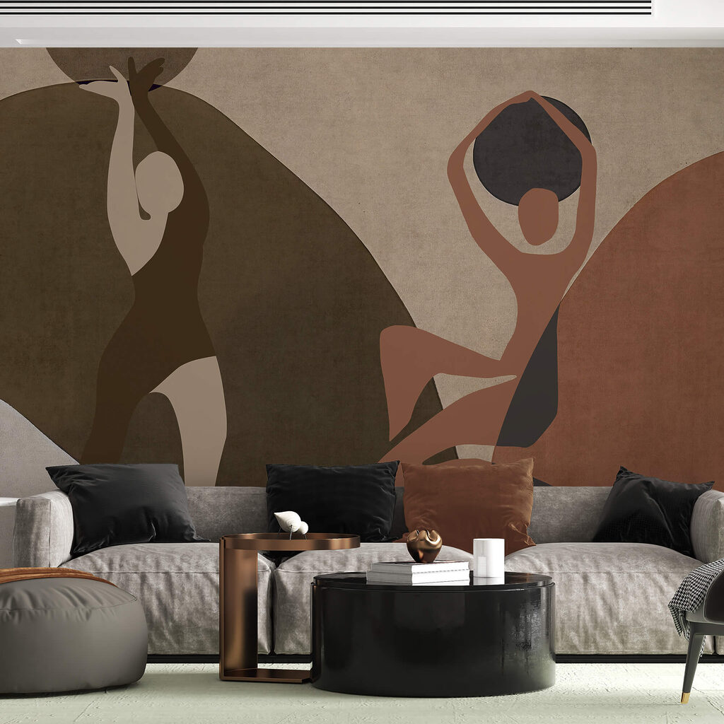 Schilderij van een paar vrouwen in een interieur
