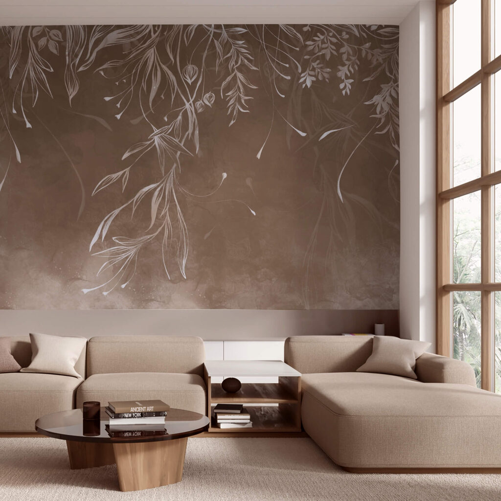 Hangende takjes op bruin — interieur 2