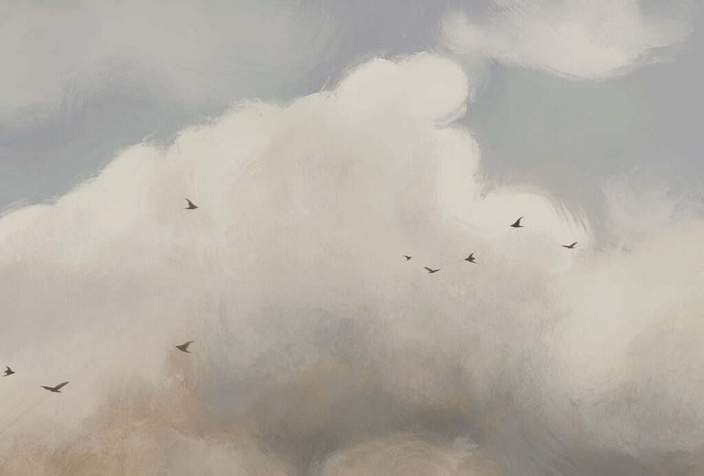 Vogels onder wolken — volledig ontwerp