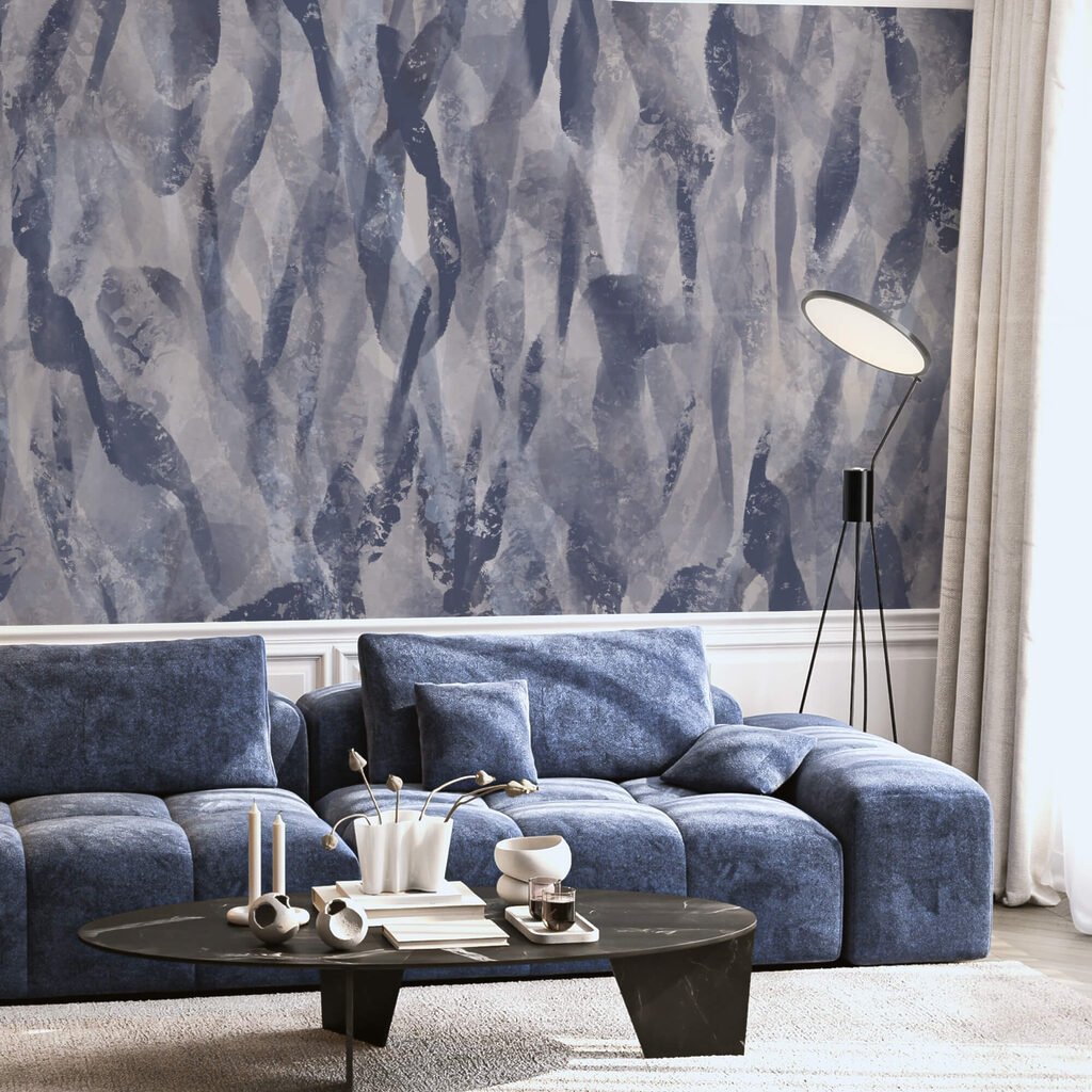 Geschilderde strepen in blauwgrijs — interieur 2