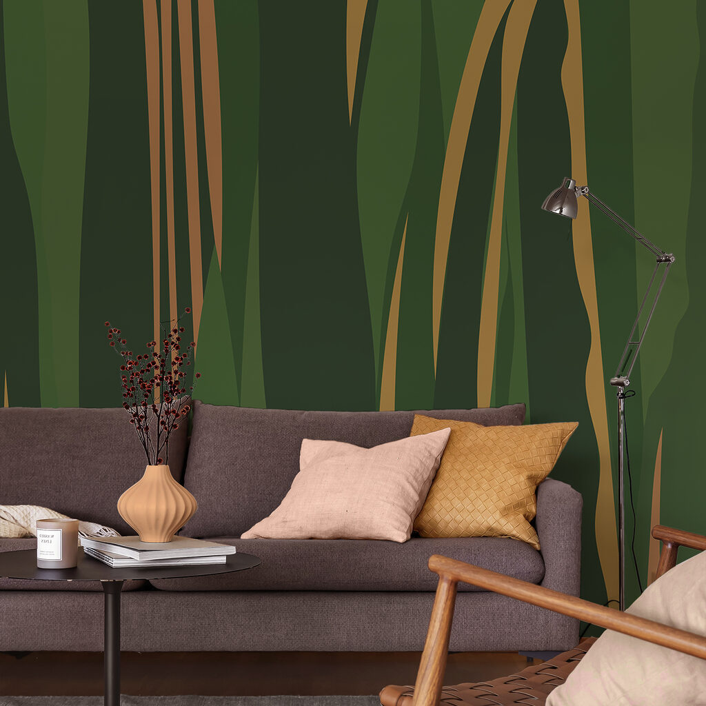 Groene banen met okerlijnen — interieur 2