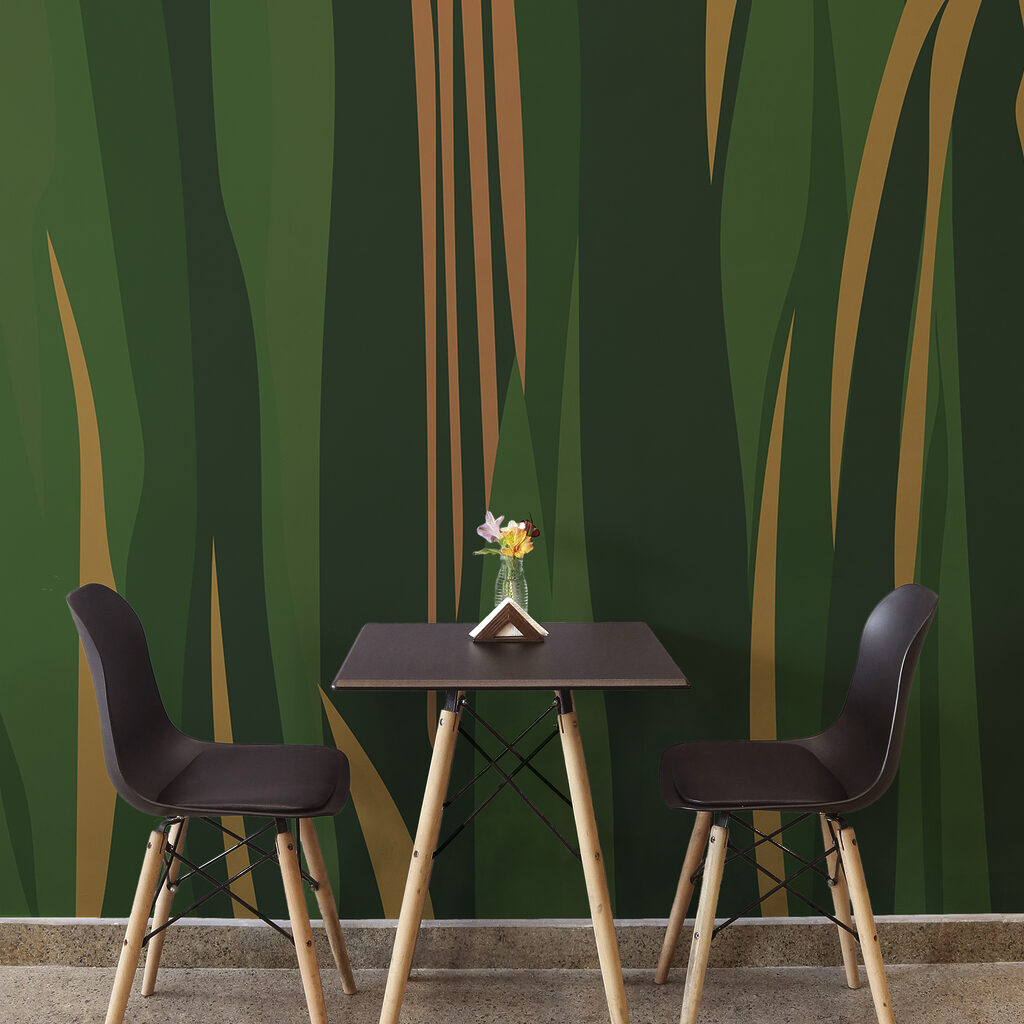 Groene banen met okerlijnen — interieur 1
