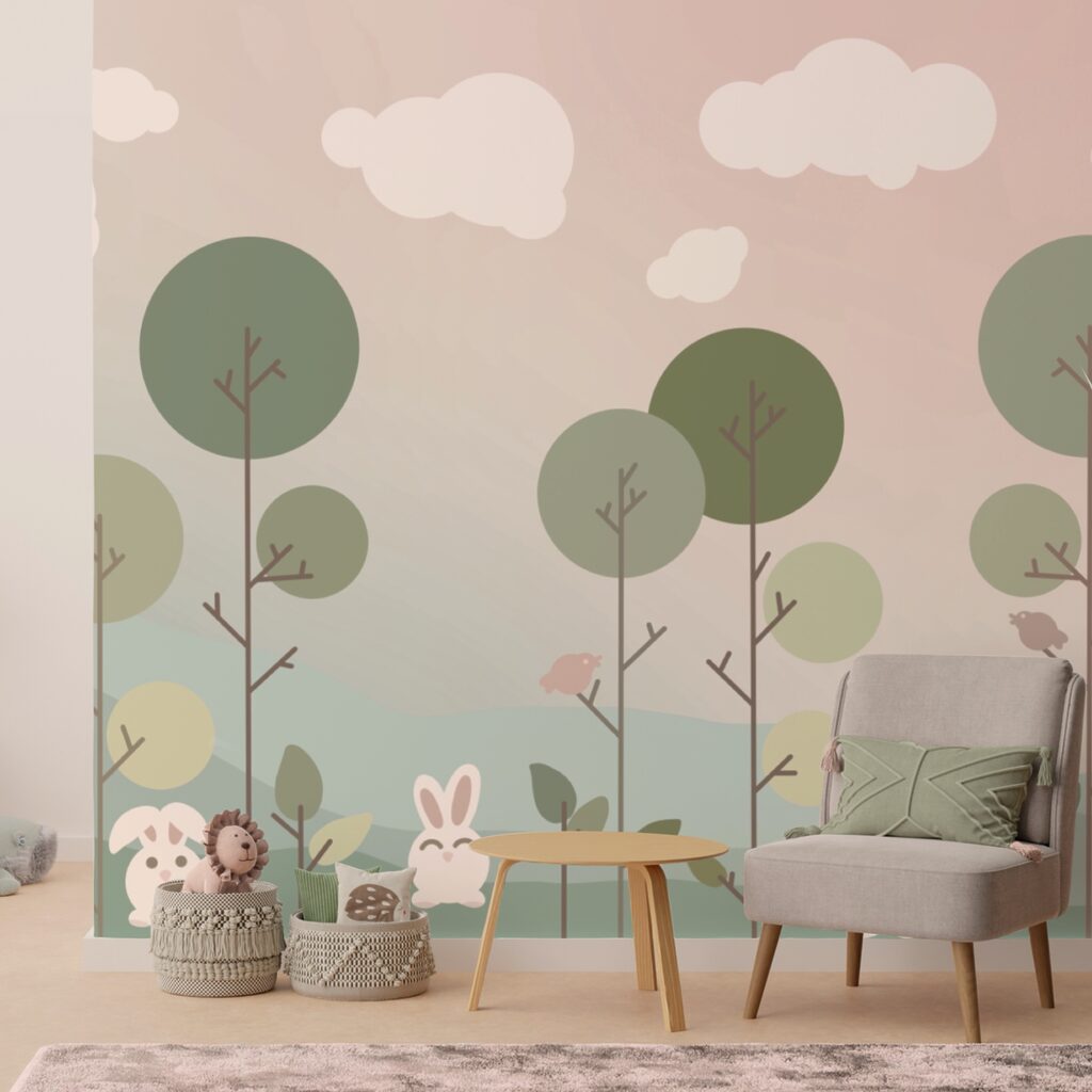 Konijnen tussen ronde boomkronen — interieur 3