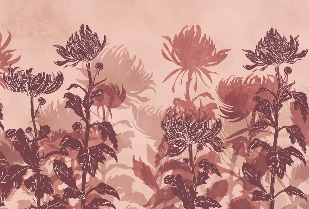 Tekening van bloemen en bladeren — volledig ontwerp