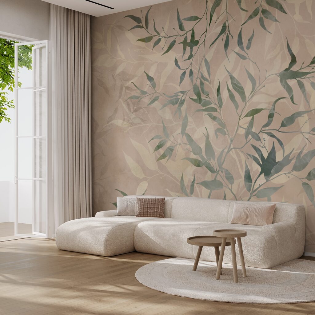 Bladtakjes in zachtgroene lagen — interieur 1