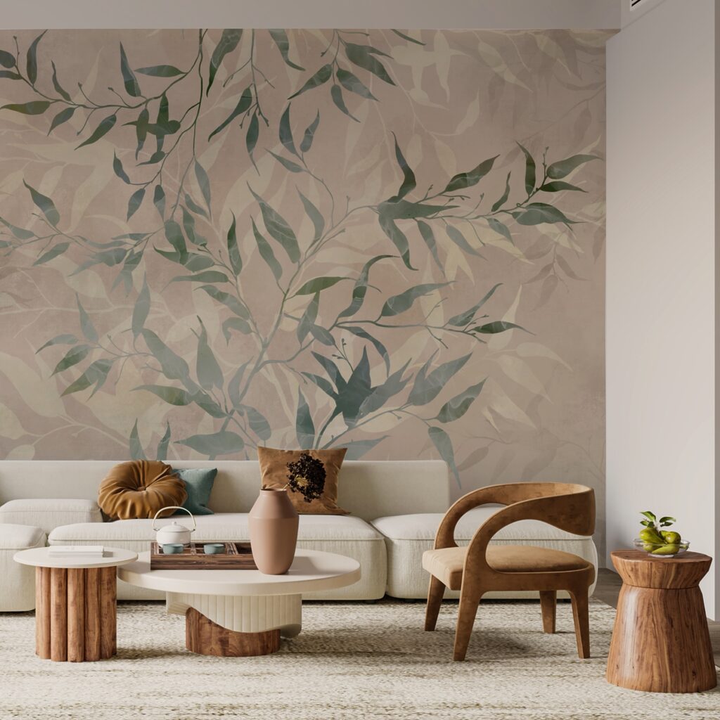 Bladtakjes in zachtgroene lagen — interieur 2
