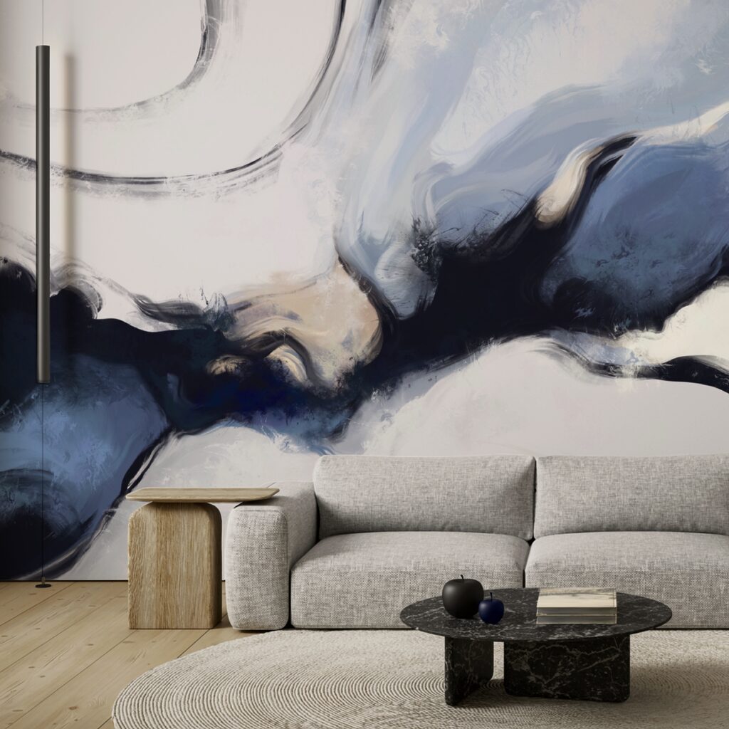 Abstracte golven in zachte tinten in een interieur