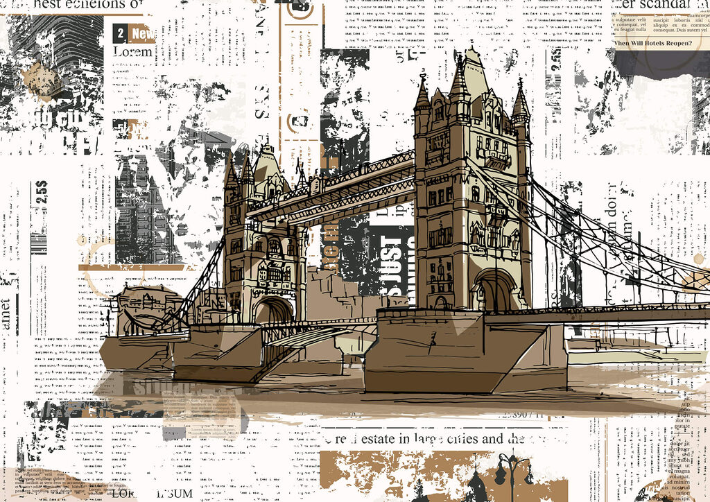 Tower Bridge in kranten — volledig ontwerp