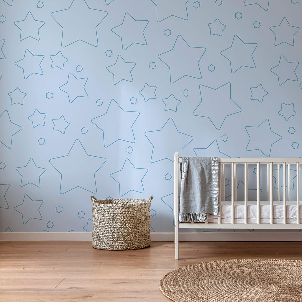 Stercontouren op lichtblauw — interieur 1