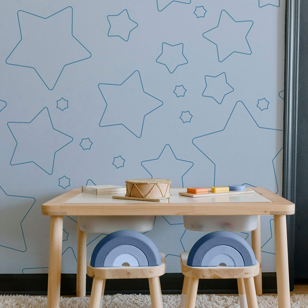 Stercontouren op lichtblauw — interieur 2