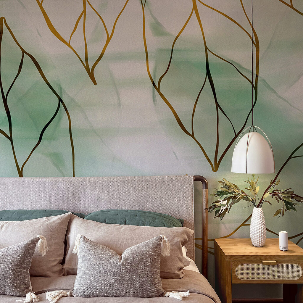 Bladlijnen op zachtgroen — interieur 2