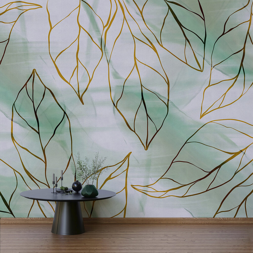 Bladlijnen op zachtgroen — interieur 3