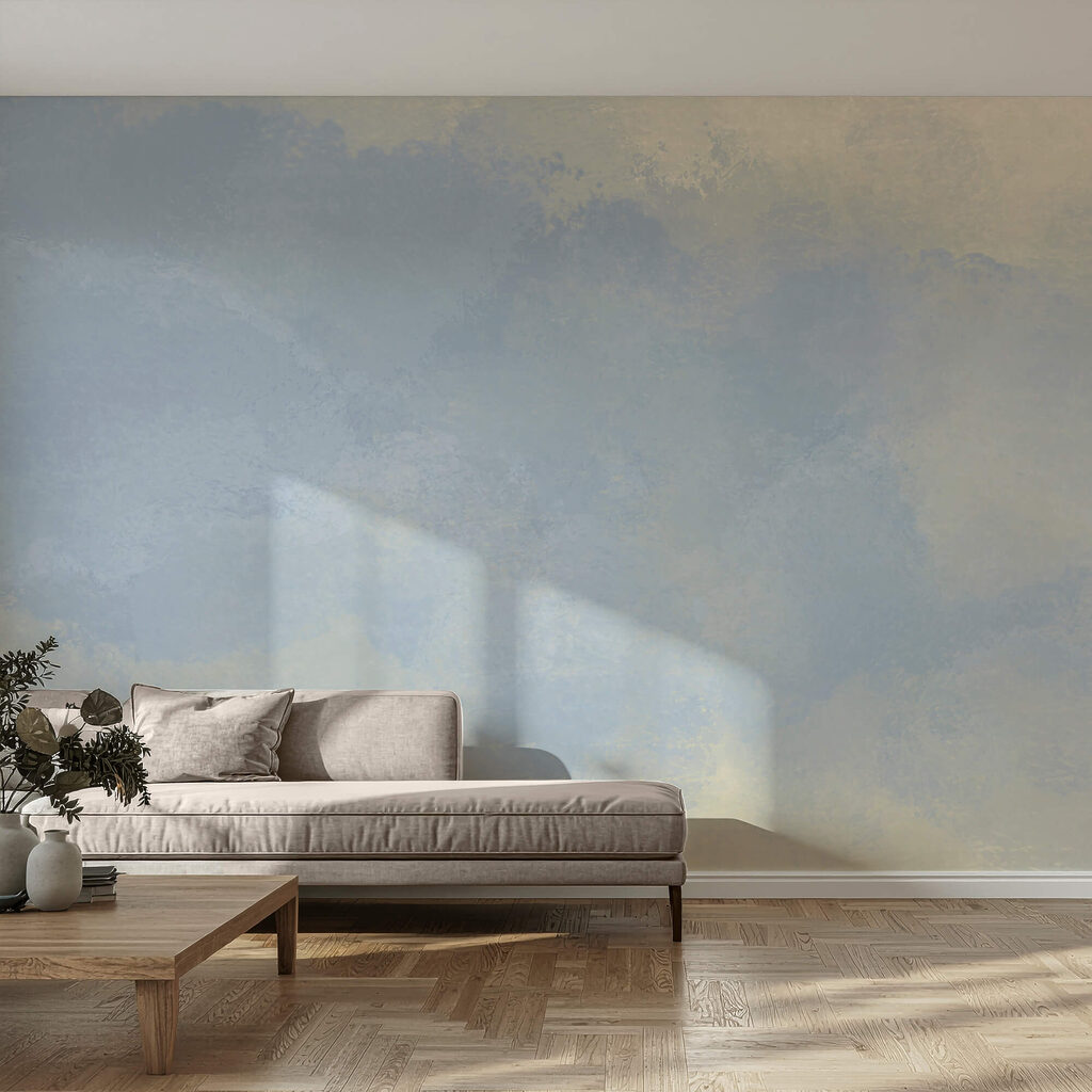 Bleekblauwe verf in wolken — interieur 1