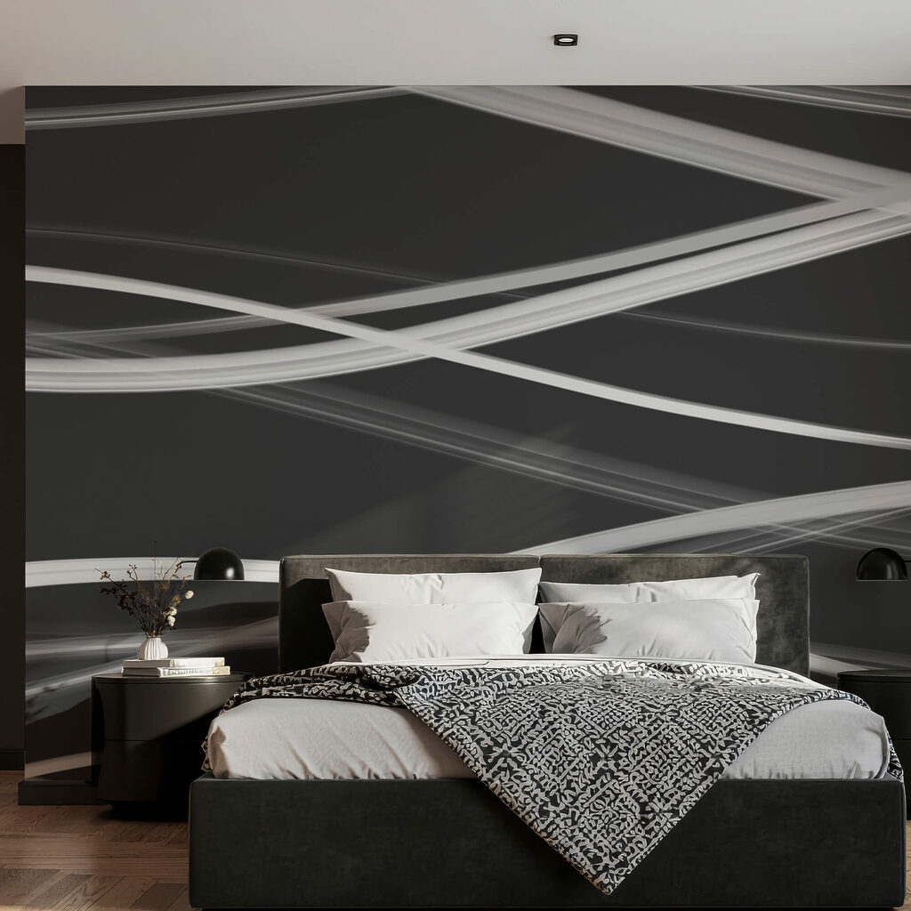 Witte lijnen kruisen zwart — interieur 1