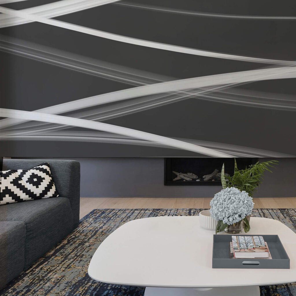 Witte lijnen kruisen zwart — interieur 2
