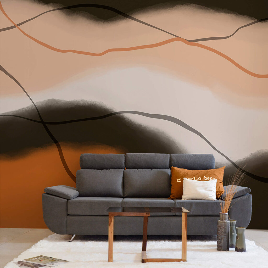 Oranje golven onder zwart — interieur 1