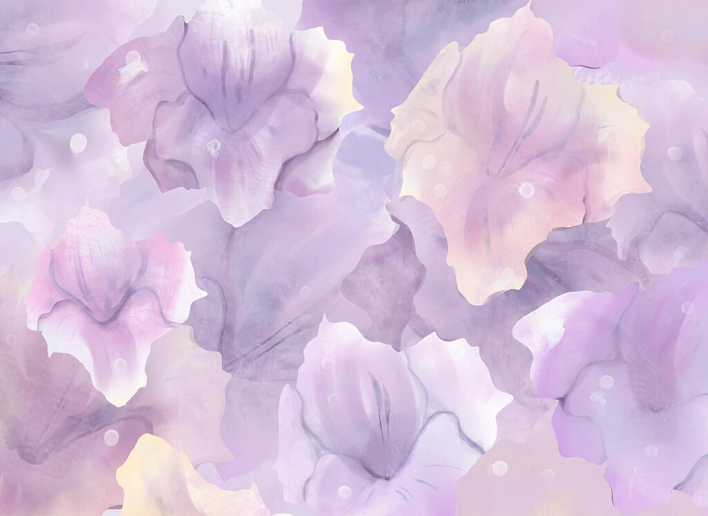 Bloembladen in licht lila — volledig ontwerp