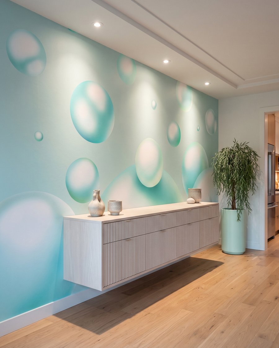 Glanzende bellen zweven vrij — interieur 3
