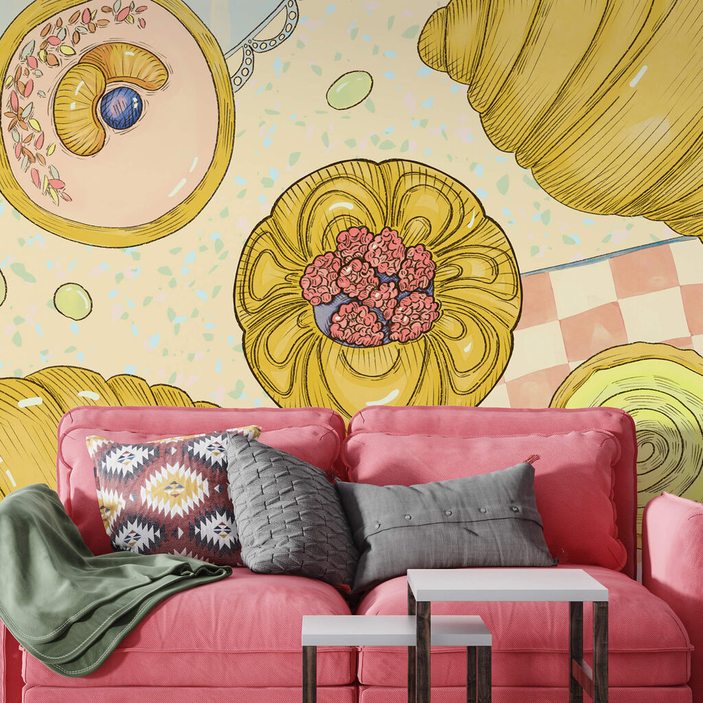 Croissants tussen kleurrijke gebakjes — interieur 2