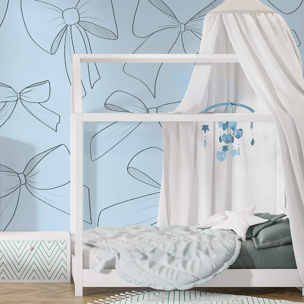 Patroon van strikken op een blauwe achtergrond — interieur 2
