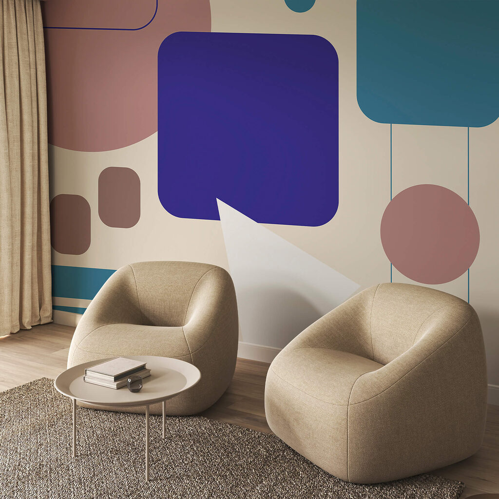 Afgeronde vormen als spreekwolken — interieur 1