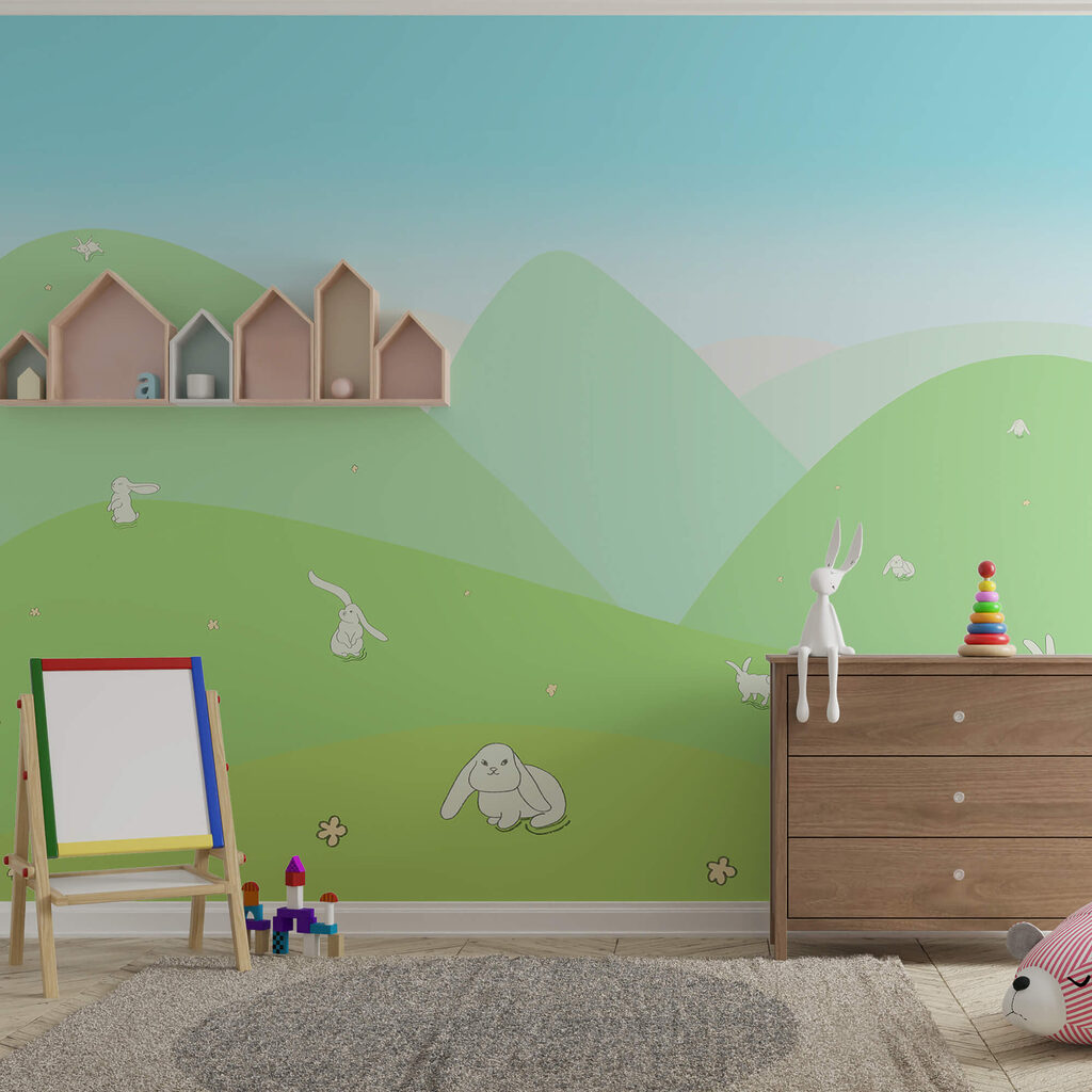 Konijntjes op groene heuvels — interieur 2