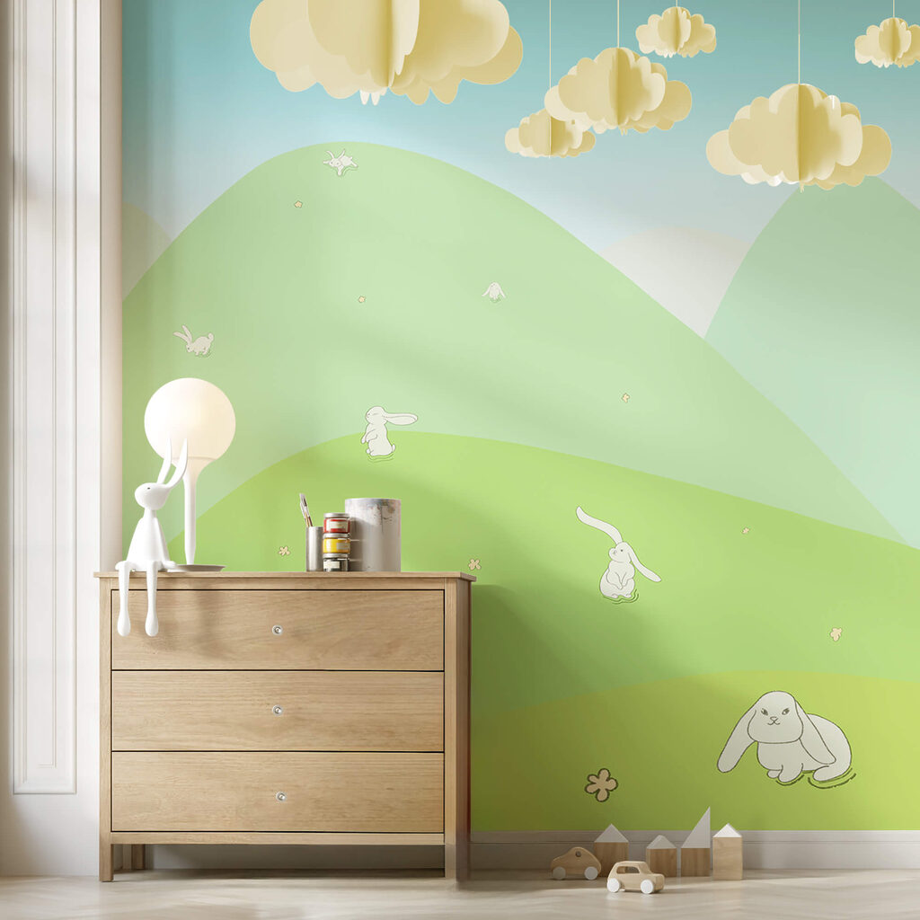 Konijntjes op groene heuvels — interieur 1