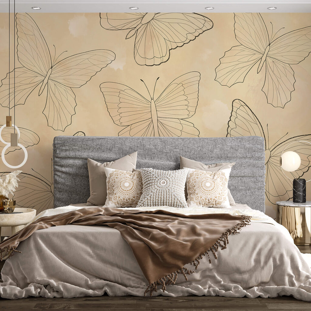 Vlinderlijnen op warme aquarel — interieur 2
