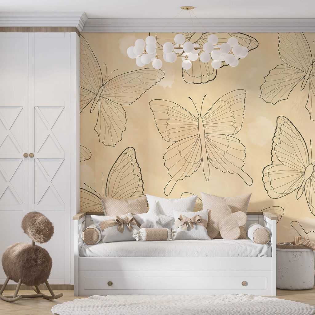 Vlinderlijnen op warme aquarel — interieur 1