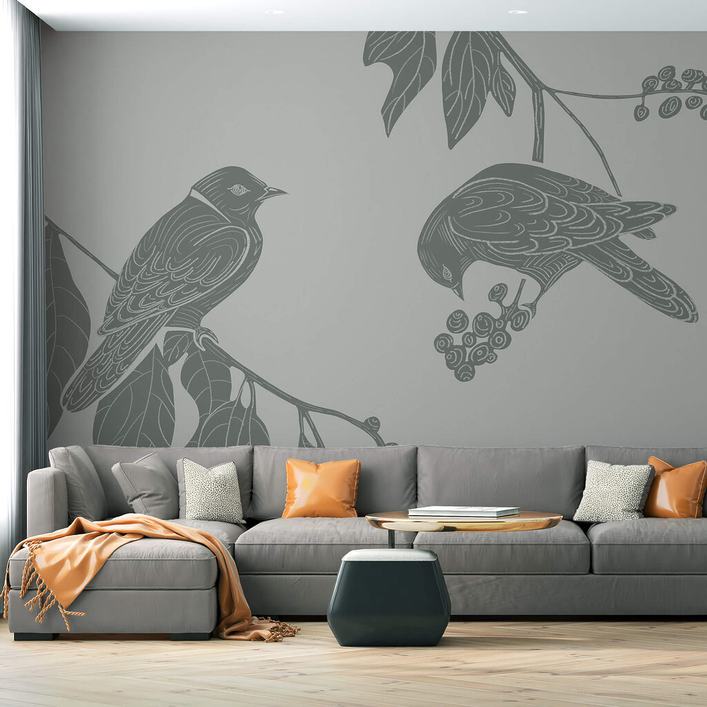Vogels op bessentakken — interieur 1