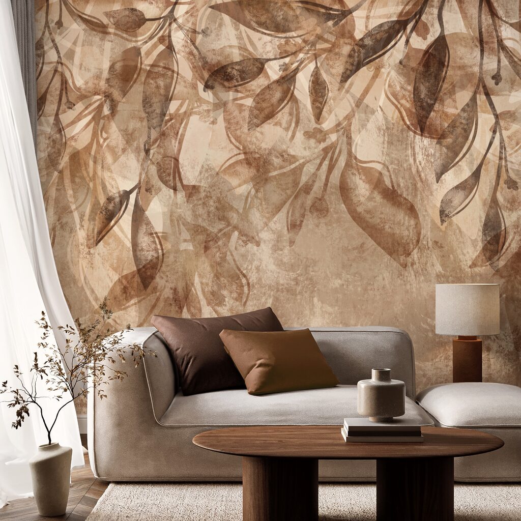 Bruin en wit bloemenpatroon — interieur 3