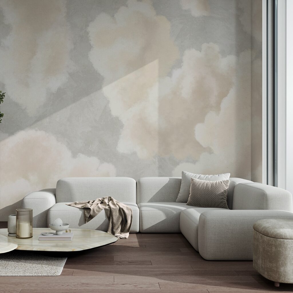 Roomwitte wolken op grijs — interieur 1